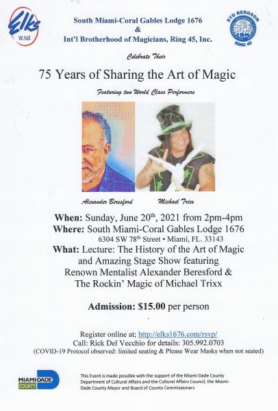 Flyer about history of the art of magic event